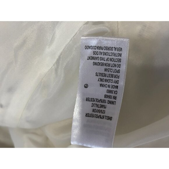 Tahari Womens Open Front Jacket Size Petite 16p White Dress Overcoat Pearl Studs - Picture 7 of 8